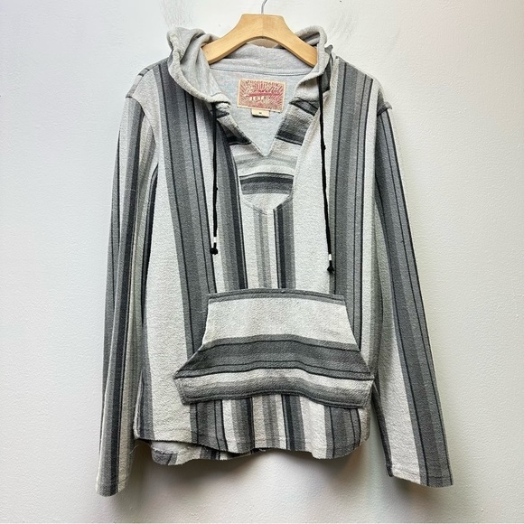 Brooklyn Cloth Grey Stripes Baja Hoodie Size Medium - Picture 8 of 8